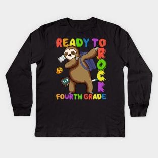 Dabbing 4th Grade Sloth Back To School Kids Long Sleeve T-Shirt